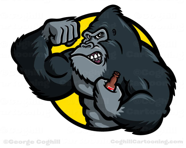 Cartoon Gorilla Bodybuilder With Beer By Gcoghill