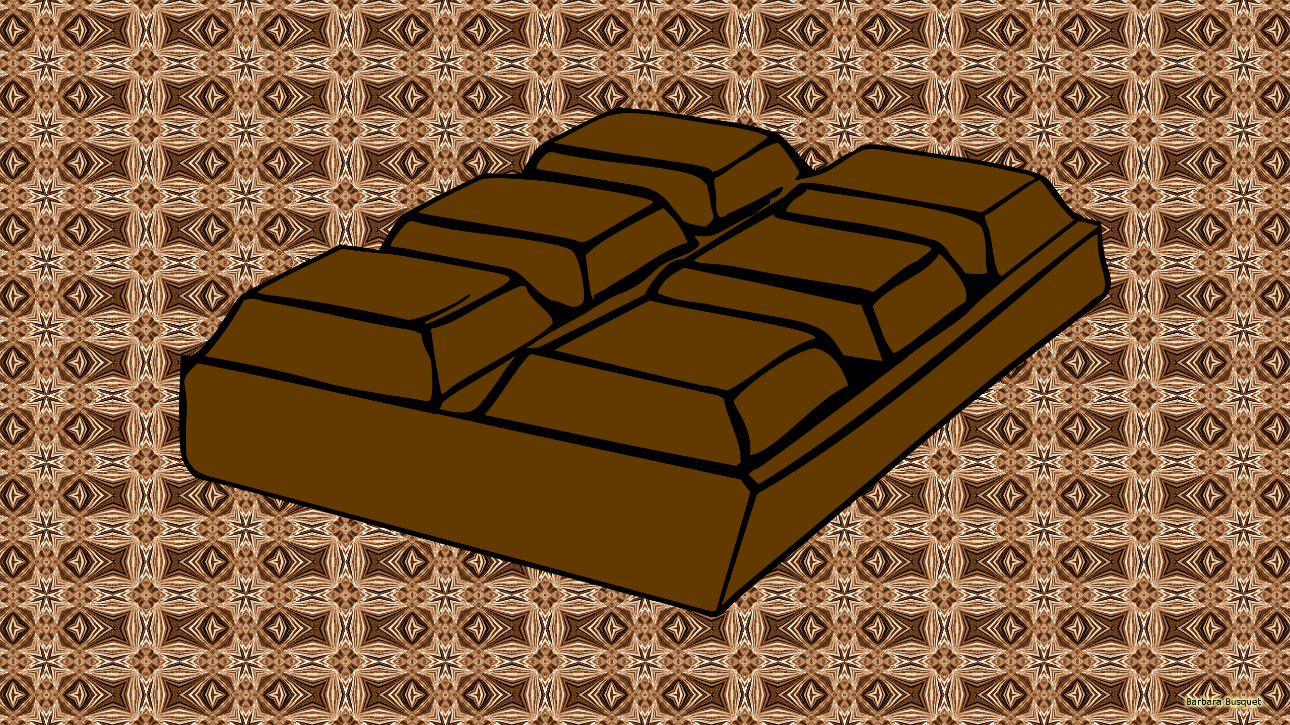 Wallpaper With A Chocolate Bar On Brown Pattern Background