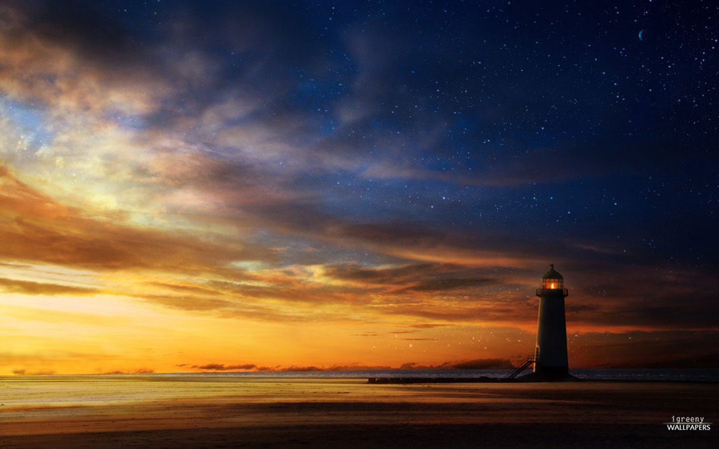 Alone Lighthouse In Sunset Wallpaper IwallHD HD