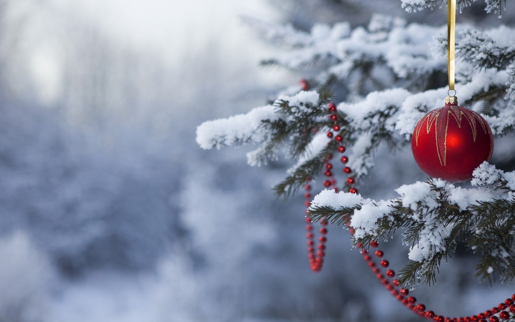 Christmas Tree Balls Snow Winter Desktop Wallpaper