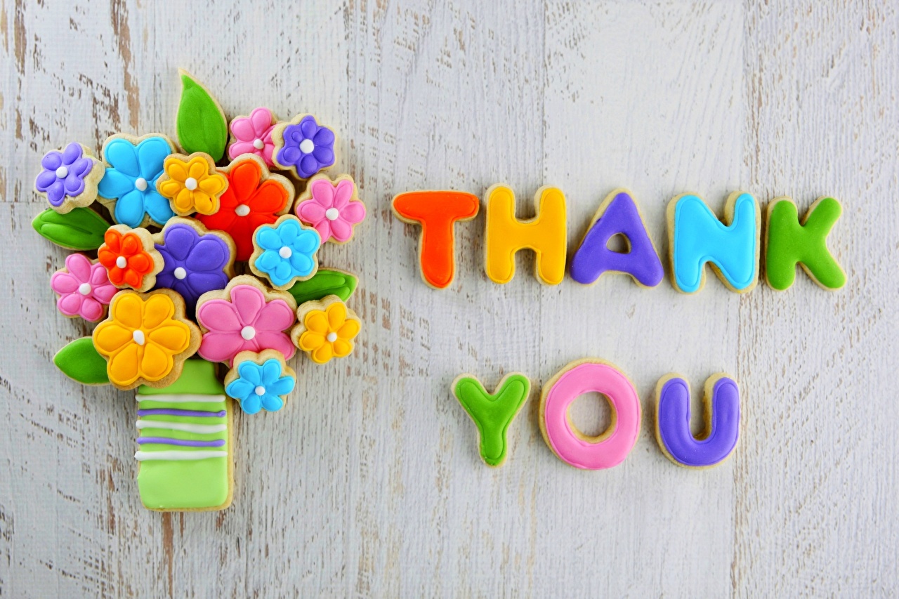 Wallpaper Thank You Flowers Food Cookies Closeup Confectionery