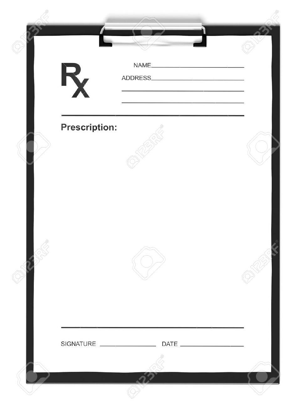 Blank Prescription Form Isolated On White Background Stock Photo