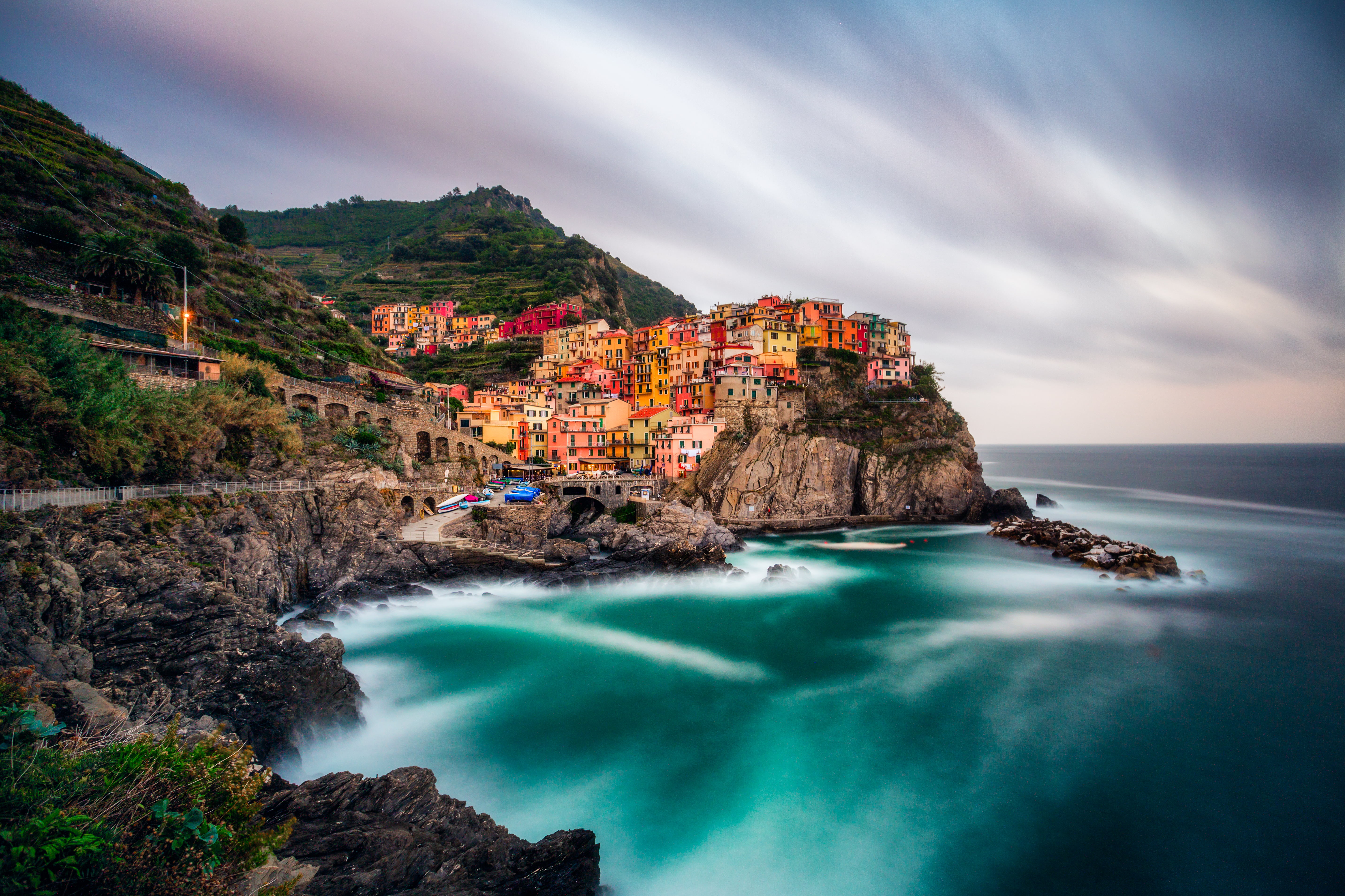 Santorini During Daytime Italian Cinque Terre HD Wallpaper