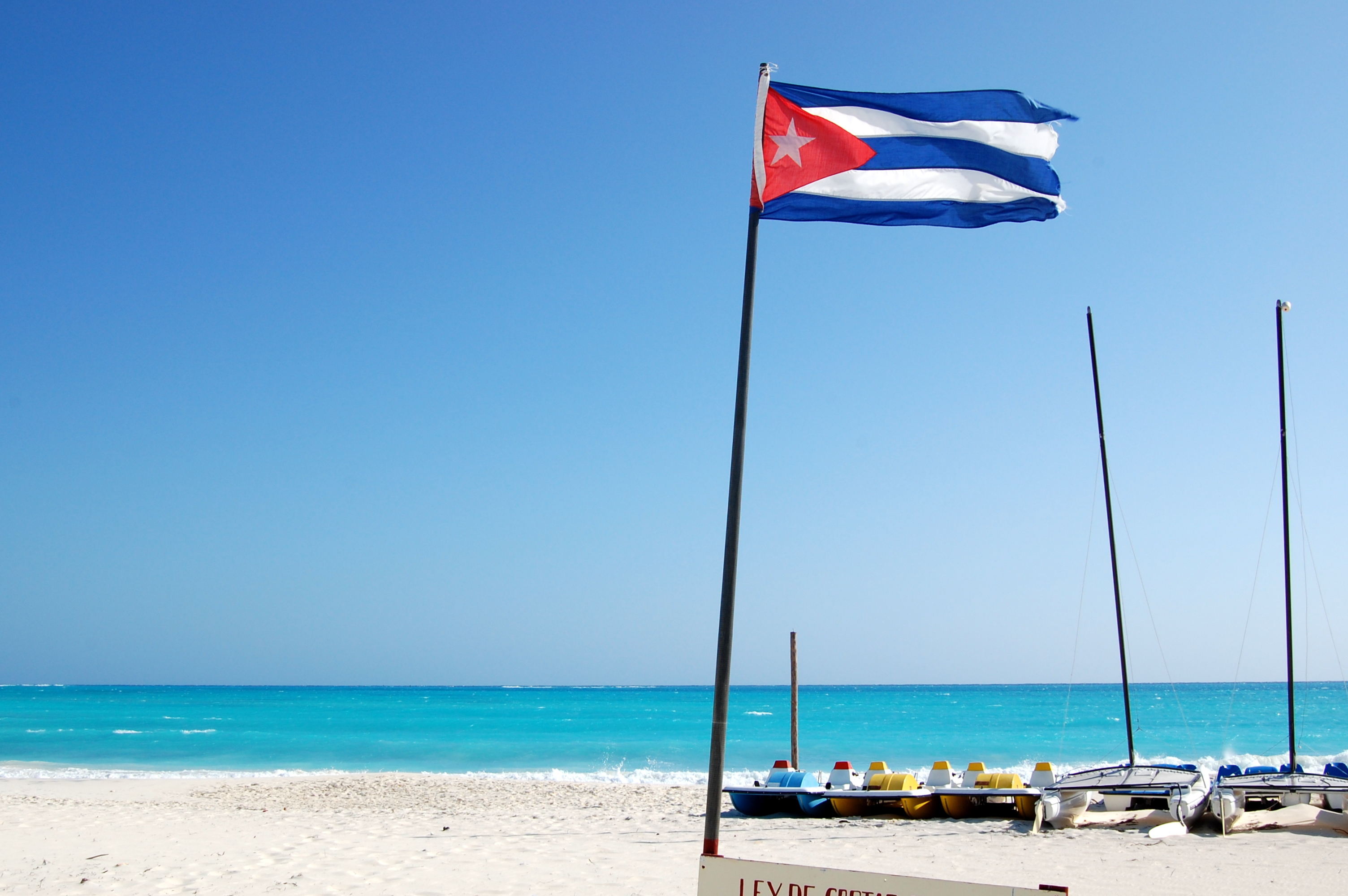 Flag Of Cuba On The Beach In Resort Cayo Largo