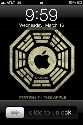 hilariously nerdy LOST wallpaper I have on my lock screen on my iPhone