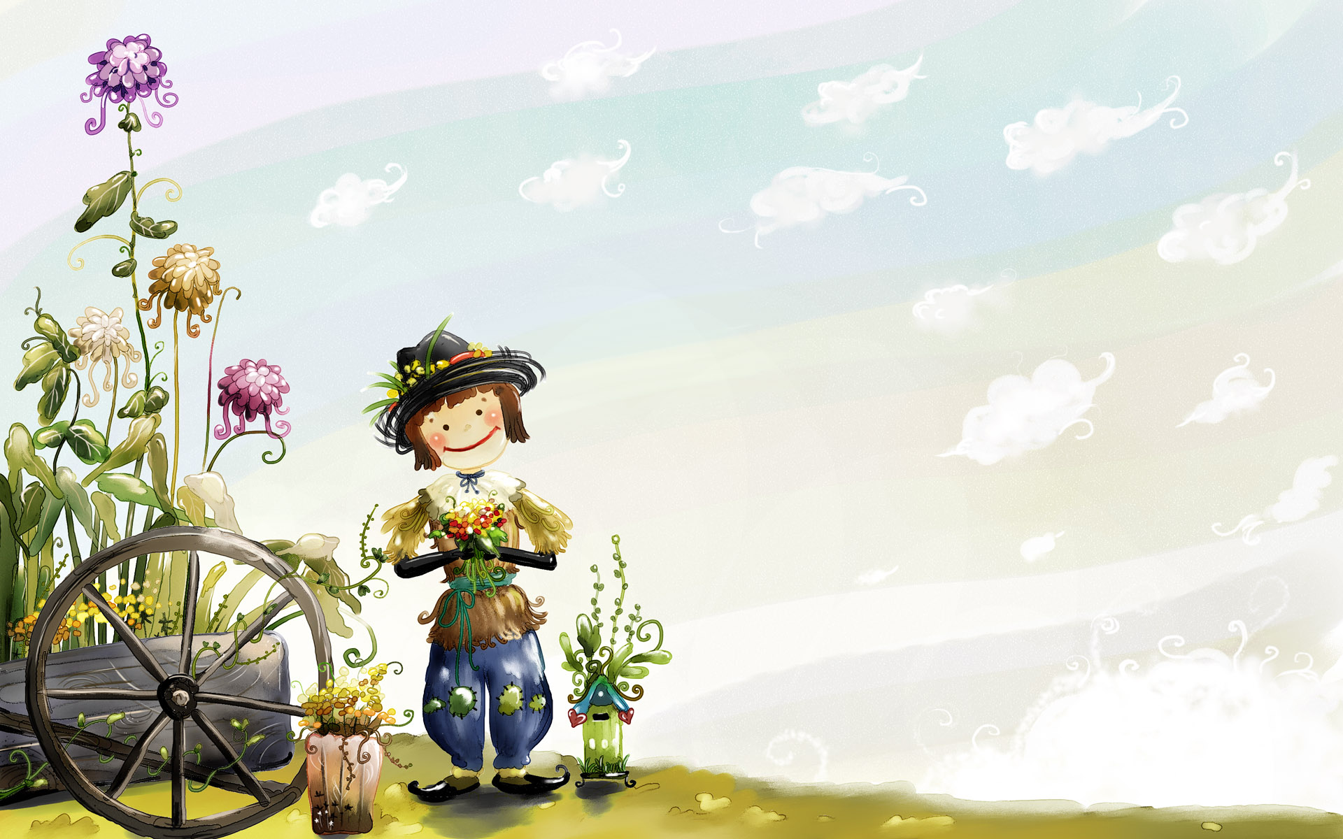 Flower Doll Funny Cartoon Desktop Wallpaper HD Desktop Wallpaper