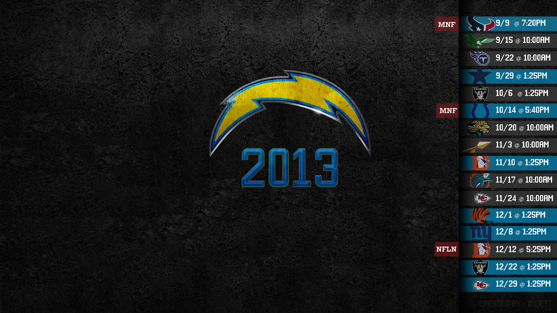 Chargers 2013 Wallpaper Schedule [  Imgur