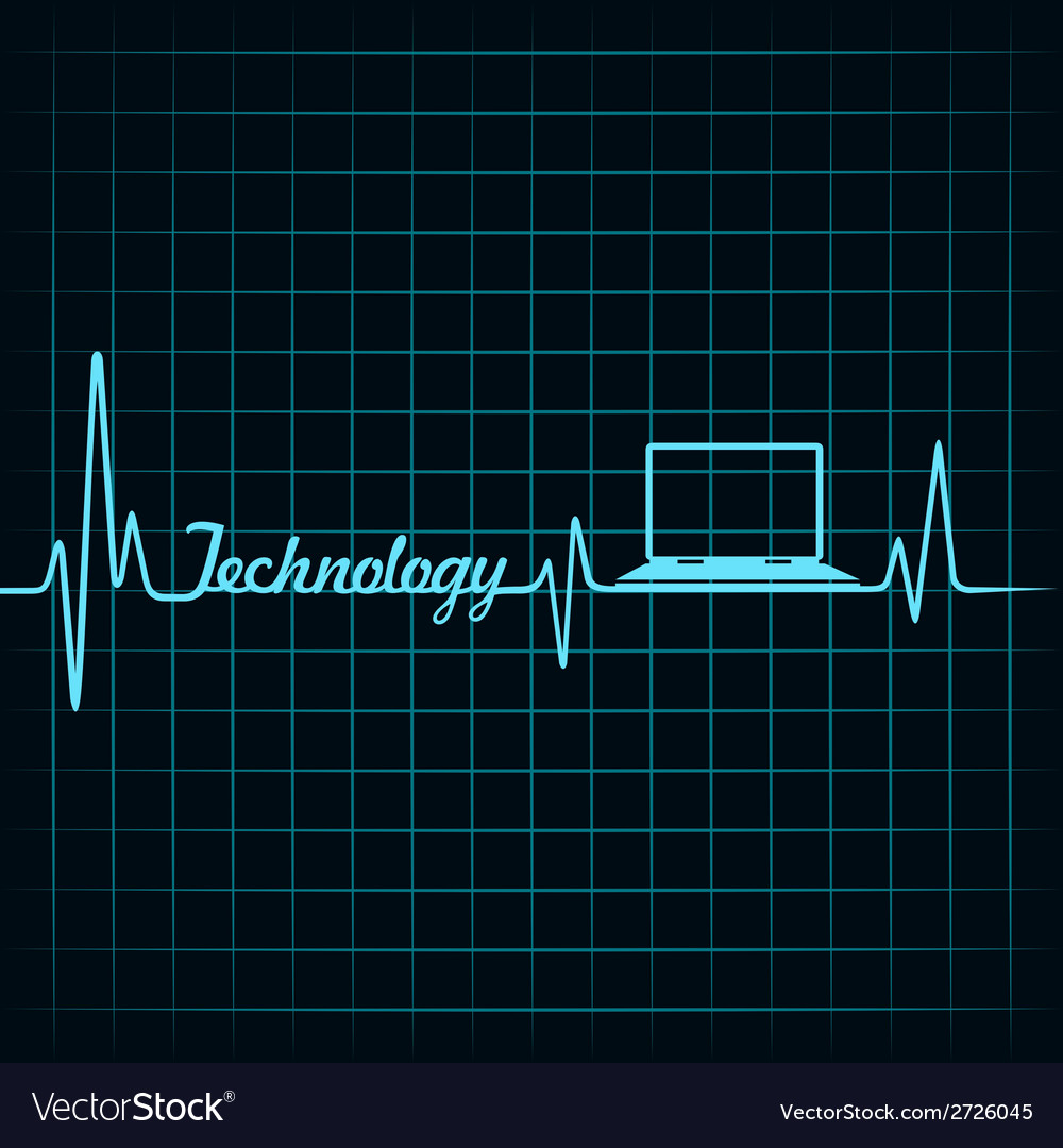 Medical Technology Concept Heartbeat With Laptop Vector Image