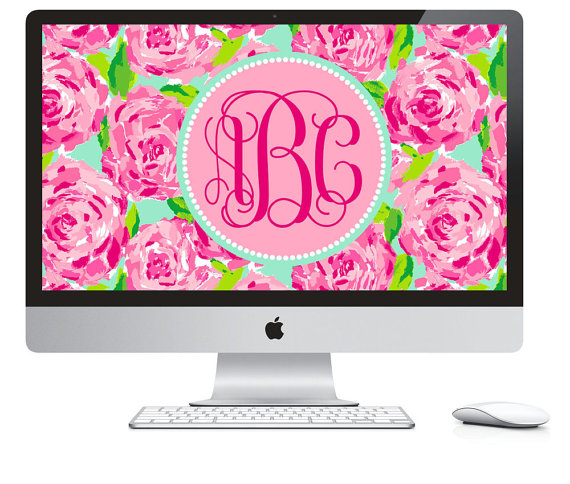 Lilly Pulitzer Inspired Monogrammed Puter Background Wallpaper