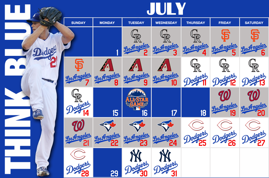 Image Of Dodgers July Schedule Dodger Blue World