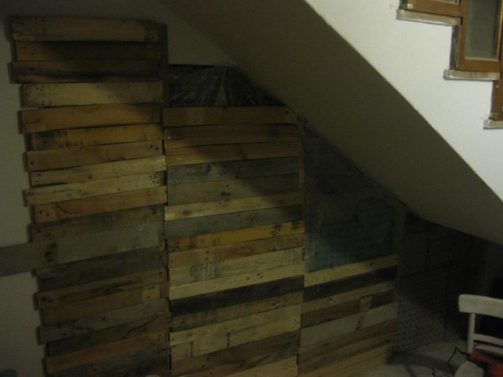 Diy Pallet Wood Wall Under Stairs Pallets