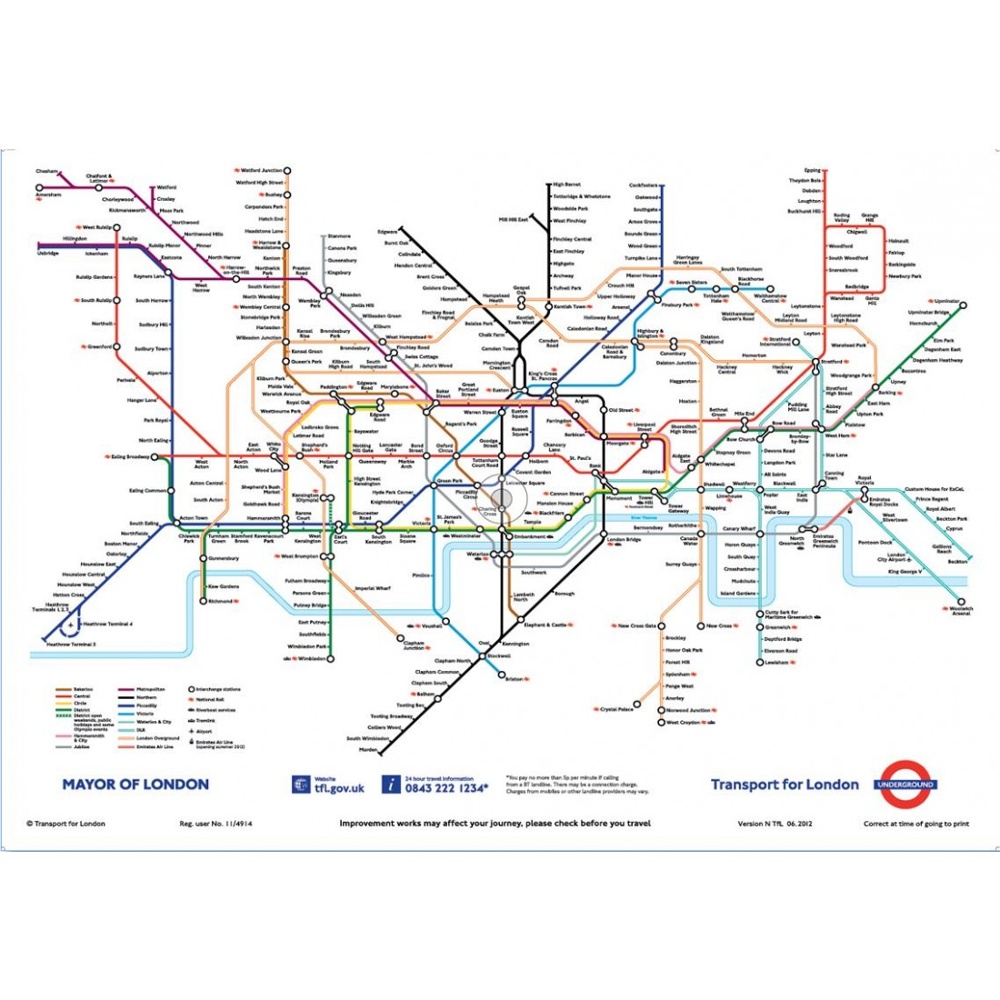 Wall London Underground Subway Map Wallpaper Mural 58m X 32m