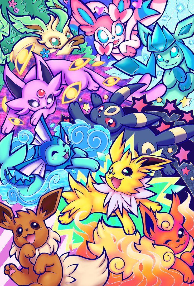 Eeveelutions Pokemon Background Cute Wallpaper
