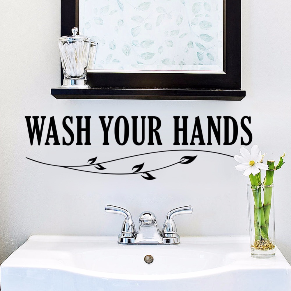 Creative Black English Words Wash Your Hands Removable Wall