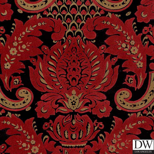Red And Black Damask Wallpaper Velvet