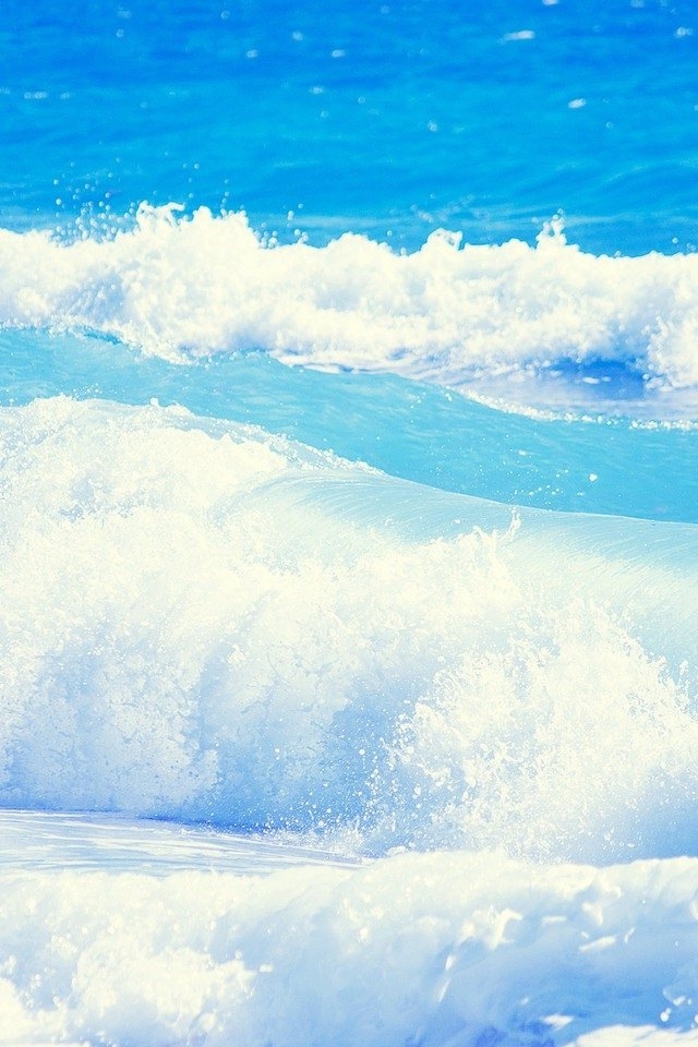 Wonderful Blue Ocean Waves iPhone HD Wallpaper