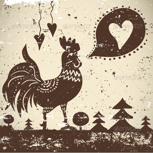 Wallpaper With A Rooster Patterns Decorative