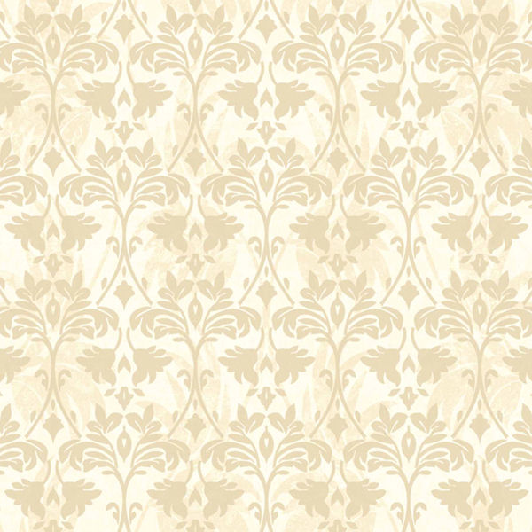 Cream And Gold Drybrush Damask Wallpaper Wall Sticker Outlet