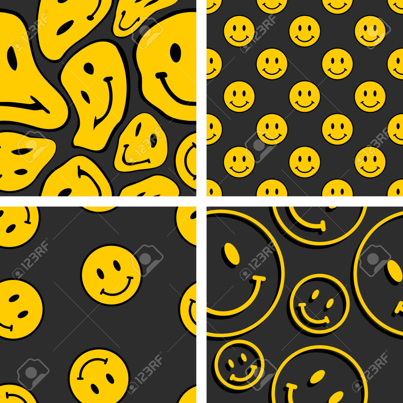 Collection Of Vector Trendy Funny Patterns Hippie Indi Textures