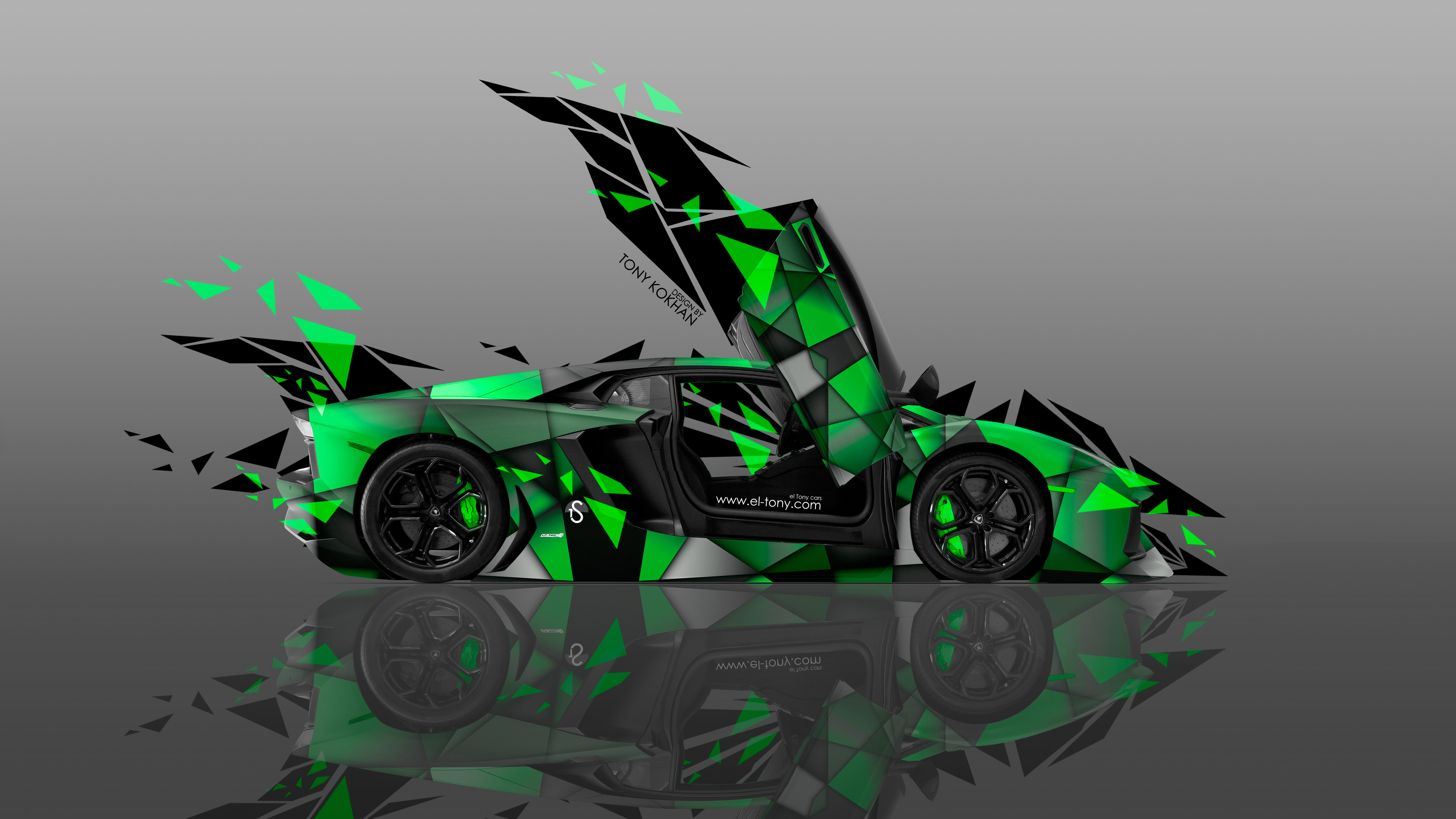 Side Transformer Abstract Car Art Green Colors 4k Wallpaper