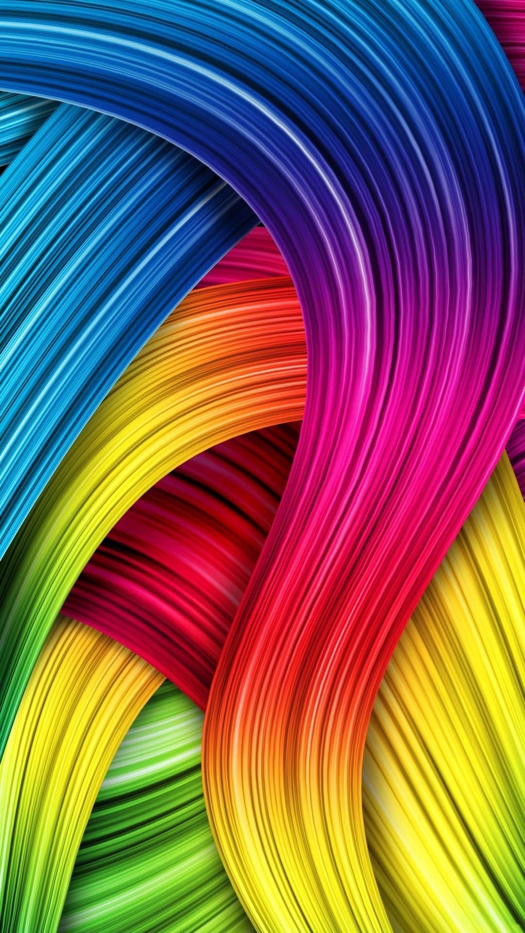 Vivid abstract phone wallpaper with swirling lines of vibrant colors