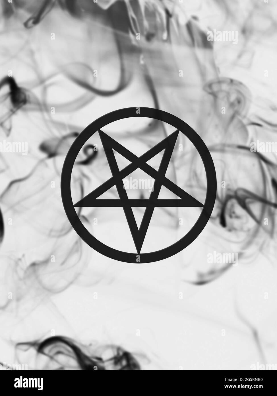 Inverted Pentagram In The Air Black Smoke On A White Background