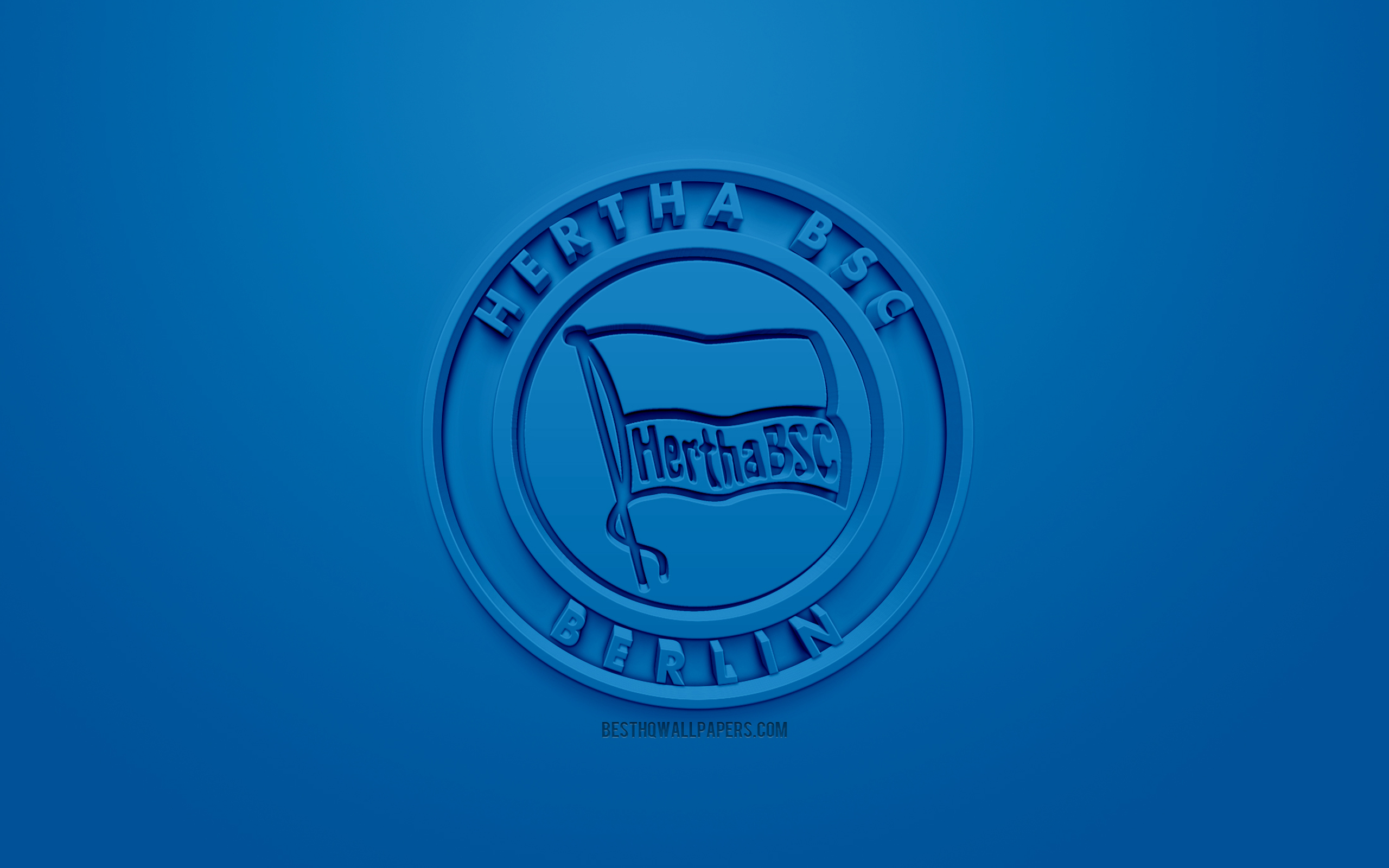 Wallpaper Hertha Bsc Creative 3d Logo Blue Background