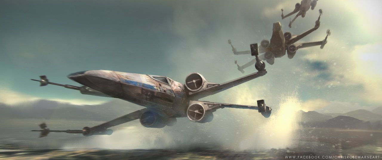 Star Wars X Wings Over Water By Chrisrosewarne
