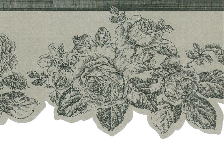 Wallpaper Border Black Rose Floral Die Cut On Metallic Pewter With