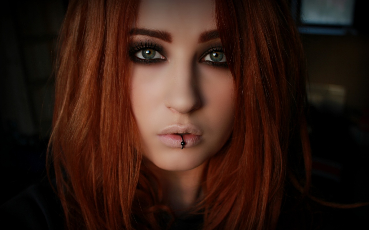 Beautiful Pierced Redhead Model Desktop Pc And