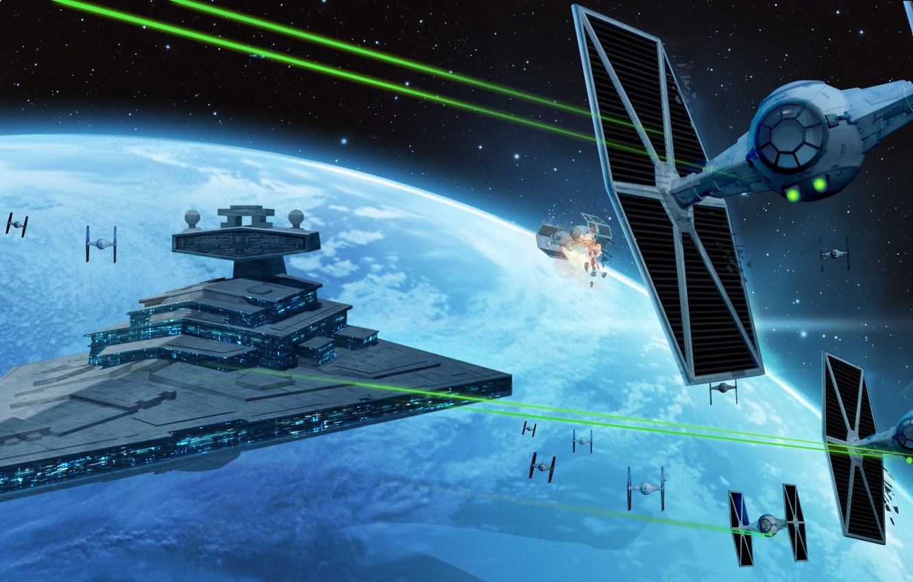 Photo Wallpaper Star Destroyer Tie Fighters Animated