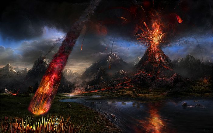 Volcanic Eruption Digital Art Paintings Wallpaper