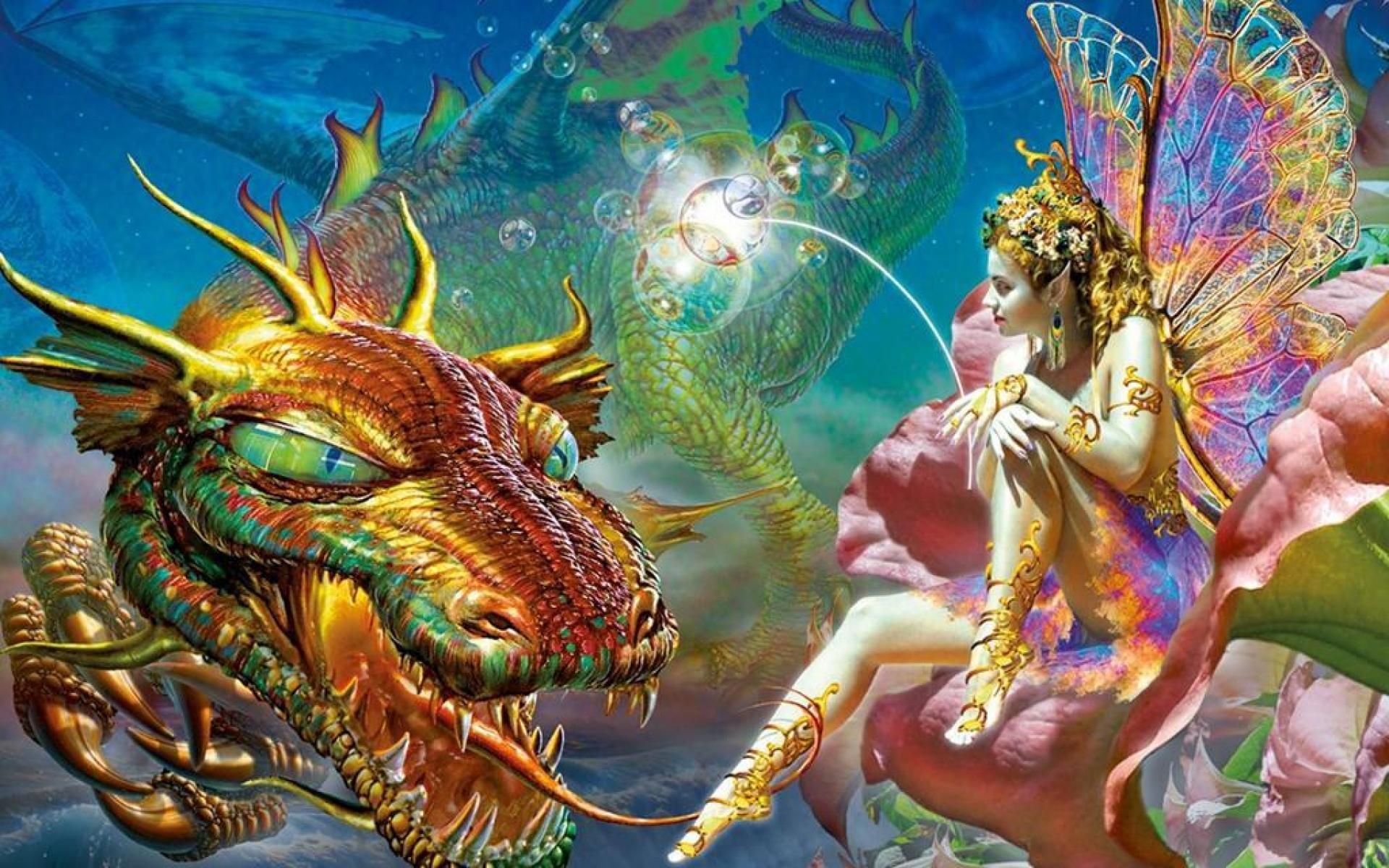 Dragon The Fairy Wide Desktop Background Wallpaper
