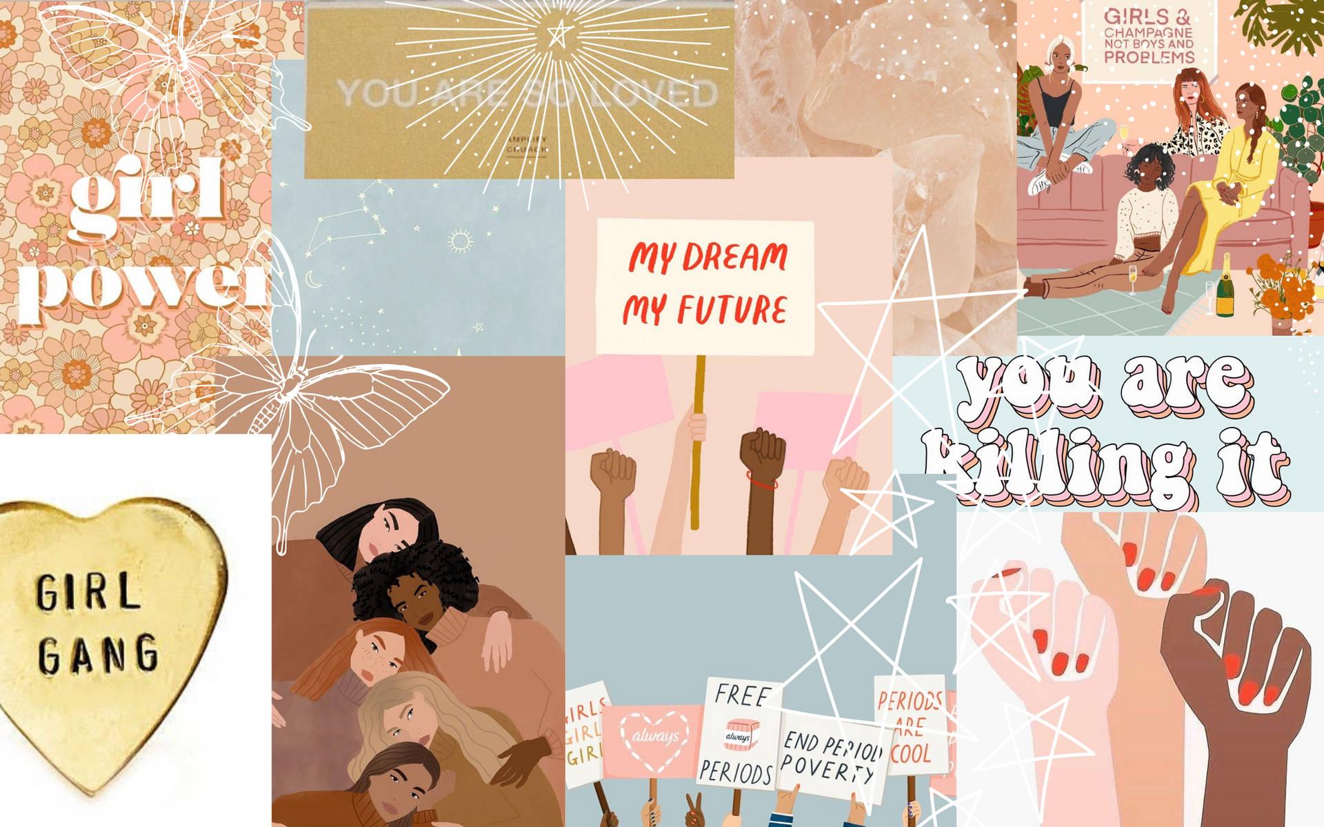 A Collage Of Image With The Words Girl Power Wallpaper