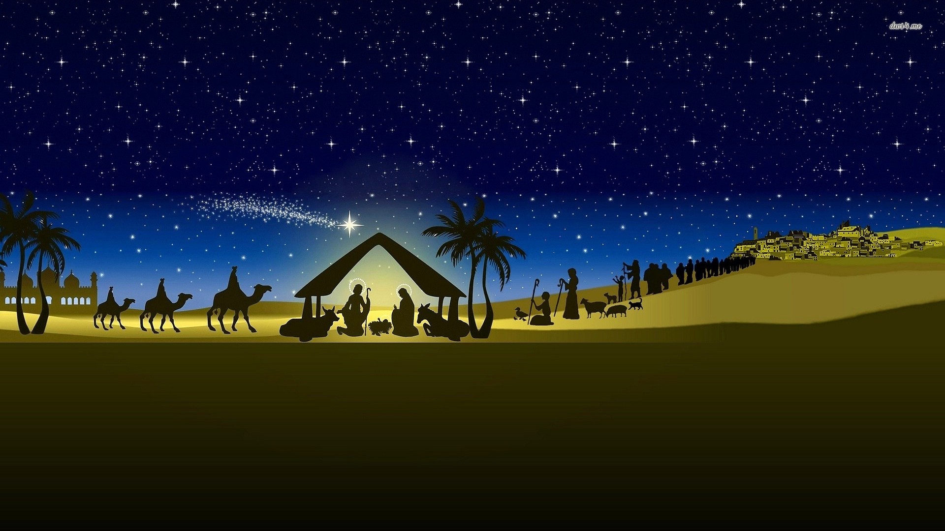 Nativity Scene Background Grasscloth Wallpaper