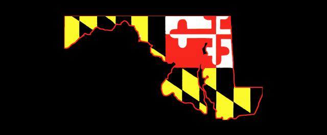 Black background with the Maryland flag painted in the center Red 640x266