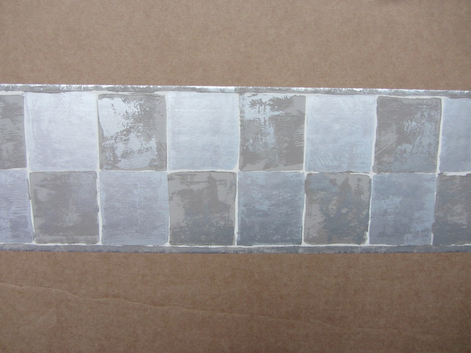 Metallic Squares Grey Wallpaper Border Pattern Modern Self Adhesive