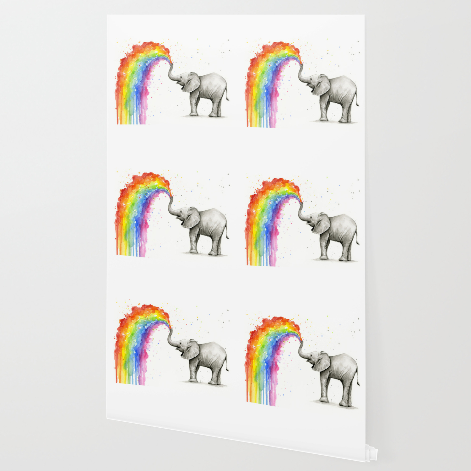 Baby Elephant Spraying Rainbow Wallpaper By Olechka Society6
