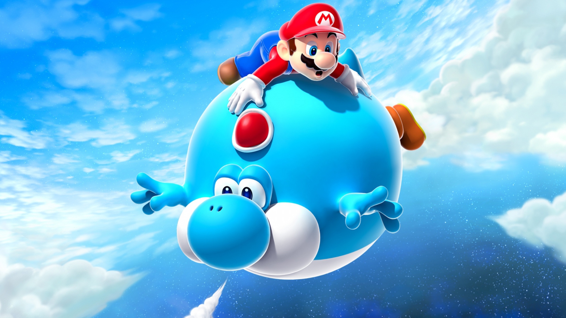 Mario Air Balloon Yoshi Blue Super Galaxy