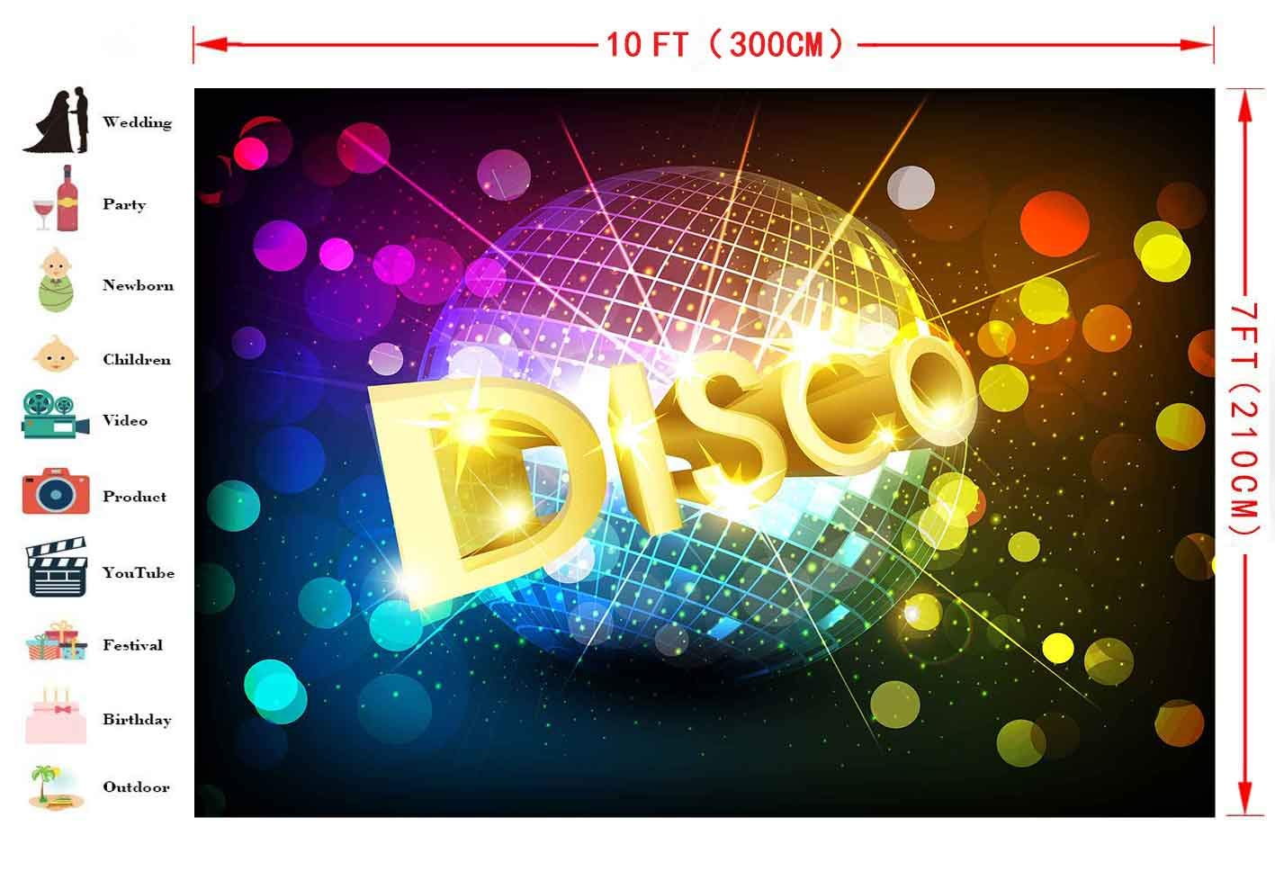 Amazon Fhzon Disco Wallpaper Backdrop Colorful Light