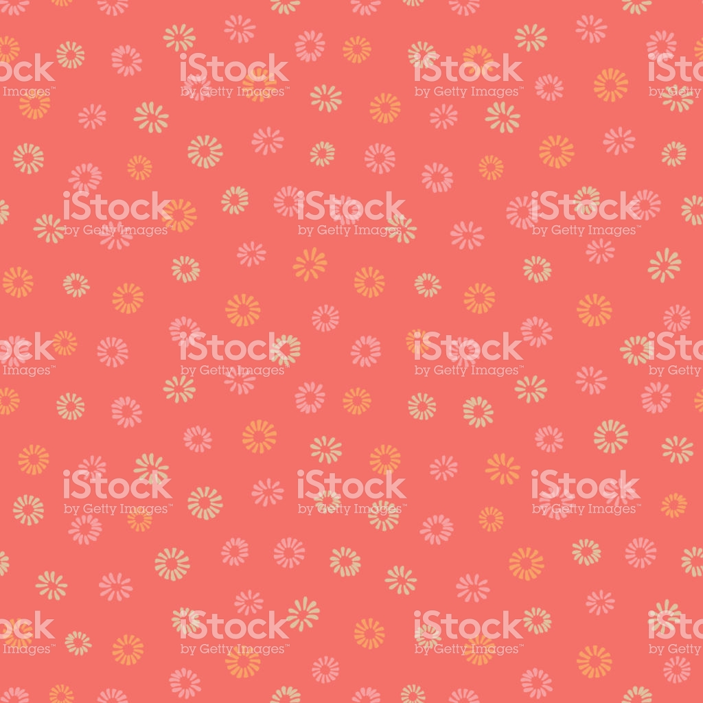 Pink And Yellow Flowers On Coral Background Simple Ditsy Girly