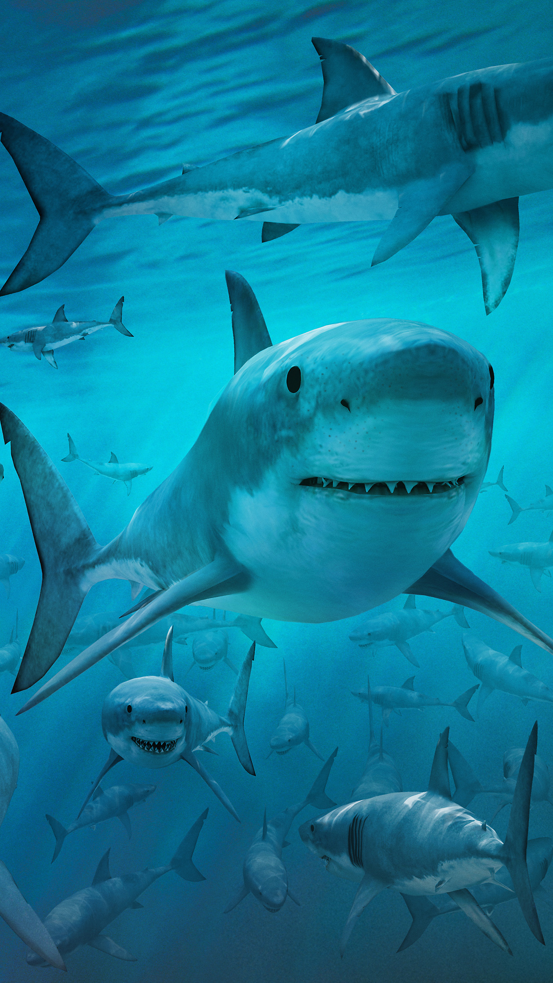 Shark Frenzy iPhone Wallpaper HD