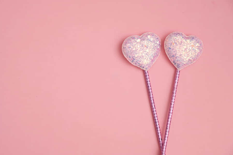Glitter Pink Hearts Wallpaper