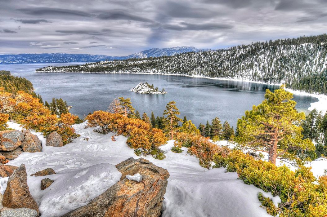 Lake Tahoe California Nevada Autumn Winter Wallpaper