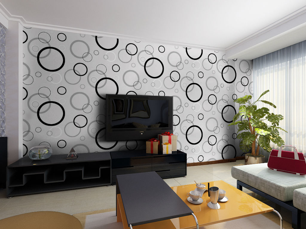 High Quality Modern Style Circle Pattern Vinyl Wallpaper Living TV