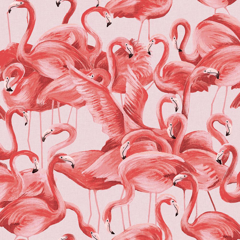 Tempaper Flamingo Cheeky Pink Self Adhesive Removable Wallpaper