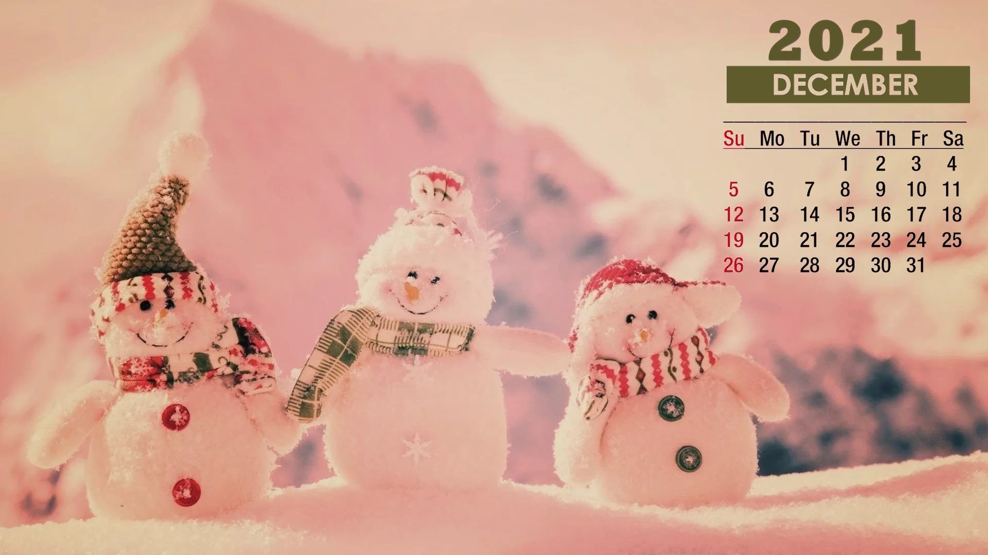 December Calendar Snowman Friends Wallpaper Baltana