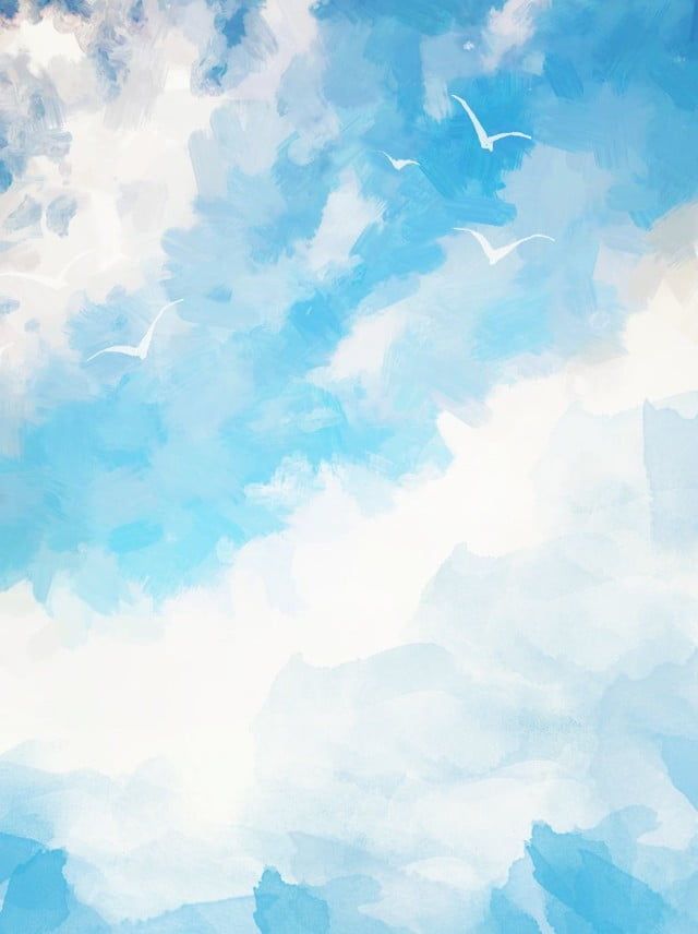 Cielo Nubes Azul Imitacion Efectos De Acuarela Fondo Em