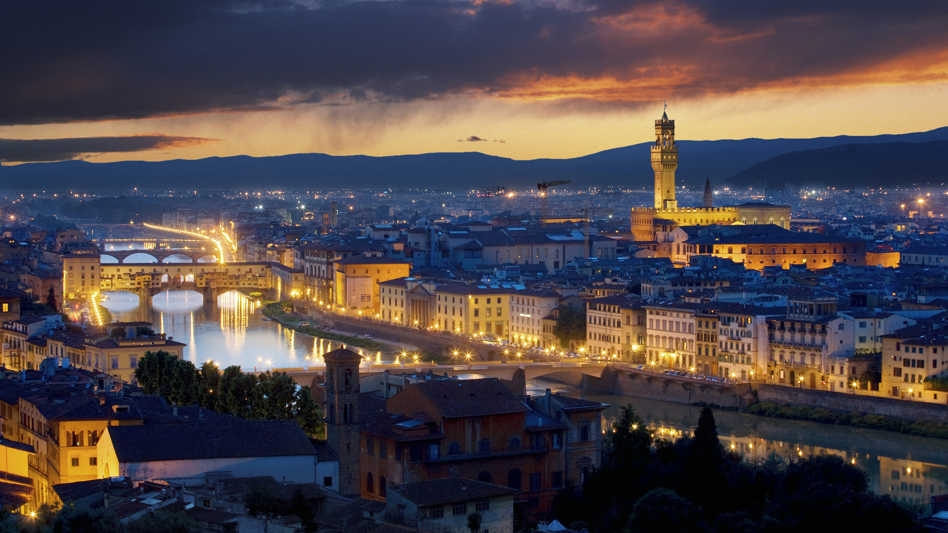 Palazzo Vecchio Florence Italy City Evening Landscape Image