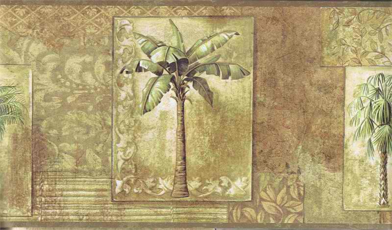 Brown Tropical Palm Trees Wallpaper Border
